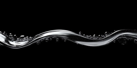 Water bubble on a black. Black surface with reflections, black water waves background, simple spaces use us contemporary background, graphic backdrop.



