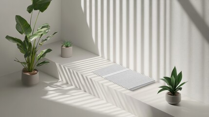 Stylish indoor scene with plants and a modern radiator.