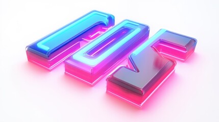 Bright Neon 80s Style Pixelated Font with Unique Edges on White Background
