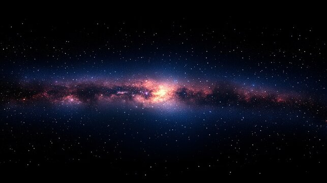 Vast expanse of space with a prominent band of the milky way.