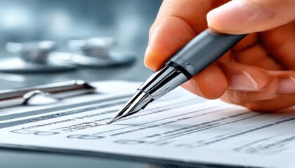 Hand filling out medical form