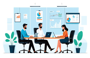 Business Team Meeting Data Analysis and Strategy Session