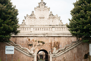 Yogyakarta, Indonesia-January 27, 2023: The ornate historical gate of Situs Taman Sari in...