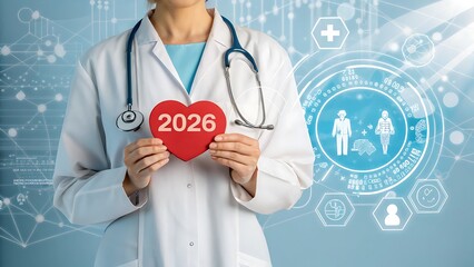 2023 Healthcare Doctor Holding Heart Symbol Medical Innovation Concept