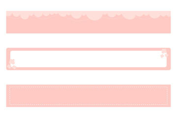 Elegant Pink Banner Set. The banner set features three distinct designs: a top banner with a cloud-like pattern, a middle banner with an outlined frame, and a bottom banner with a dotted border