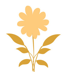 2D illustration of a single large yellow flower with broad leaves, great for botanical themes, greeting cards, or minimalist artwork.