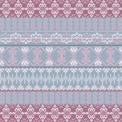 Pixelated Geometric Floral Tile Design