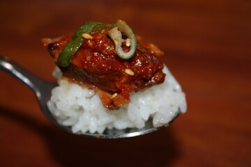 Korean food: Galbi-jjim (braised beef short ribs)