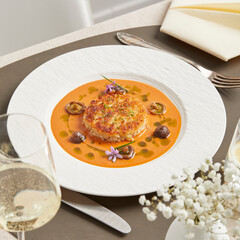 Mushroom risotto with orange sauce