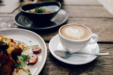 Breakfast & Flat White in New Zealand Cafe