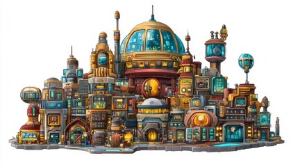 Obraz premium Futuristic Domed City on Alien Planet with Smart Infrastructure