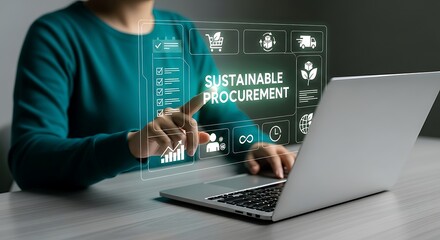 Sustainable Procurement Concept.Eco-Friendly Supply Chain Technology and Innovation concept,Sustainable Procurement Strategy for Businesses,Digital Business Procurement for Eco-Efficiency .