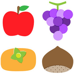 版画風の秋の果物セット