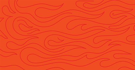 Flames background, abstract doodle fire outline pattern