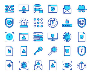 Cyber Security Icon Set Data Protection Privacy Online Threat Digital Safety Network Secure System Vulnerability