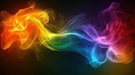 Fototapeta premium Abstract rainbow smoke flows across a dark background