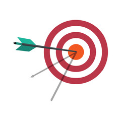 Minimalist red and white archery target with concentric circle design

