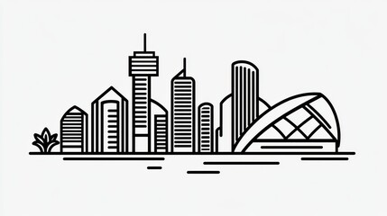 Obraz premium Clean Line Drawing of a Famous City Landmark on White Background