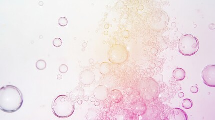 Iridescent Bubbles with Pastel Color Transitions on White Background