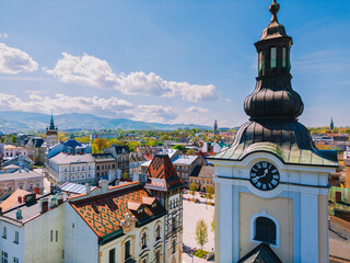 Aerial view of Bielsko Biała old town in Poland 