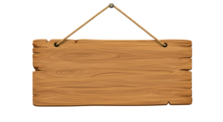 Rustic wooden hanging sign blank template isolated on white background