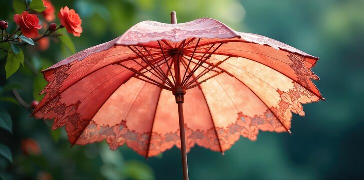 Elegant decorative parasol, perfect for garden, patio, or home decor Features intricate lace detailing and vibrant colors, adding a touch of whimsy and sophistication , whimsical, decoration, vintage