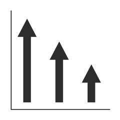徐々に統計した数値が下降するグラフの矢印アイコン