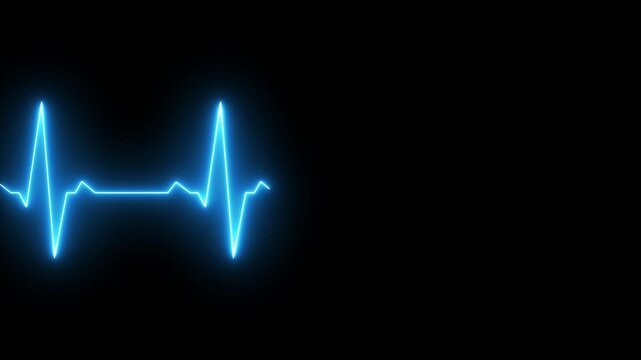 Neon heartbeat line on a black background. Glowing ECG pulse wave ideal for health, medical, futuristic tech, diagnostics