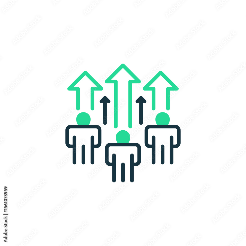 Poster team progress two tone color icon. linear style sign for mobile concept and web design. outline vect
