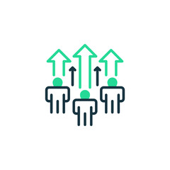 Team Progress Two Tone Color Icon. linear style sign for mobile concept and web design. Outline vector icon.