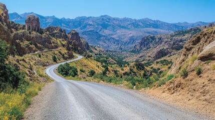 Fototapeta premium Winding road through a mountain valley