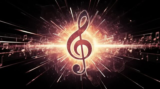 Glowing Treble Clef Music Burst.