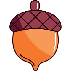 Minimalist Acorn Illustration in Flat Line Style
