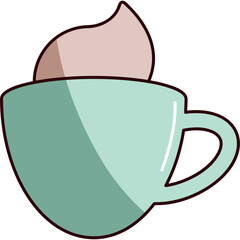 Flat Vector Illustration of a Hot Coffee Cup with Steam Rising