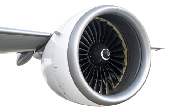Jet engine for airplanes Isolated on Transparent or White Background