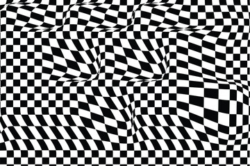Retro wavy checkered wallpaper with a groovy distorted pattern. eps 10.