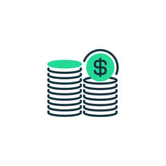 Coin Stack Two Tone Color Icon. linear style sign for mobile concept and web design. Outline vector icon.