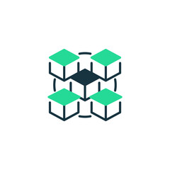 Blockchain Network Two Tone Color Icon. linear style sign for mobile concept and web design. Outline vector icon.