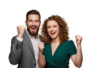 A couple celebrating together, isolated 