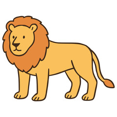 lion hand drawn cartoon wild animal flat color vector illustration template design