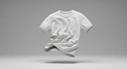 White T-shirt Floating in Neutral Gray Background