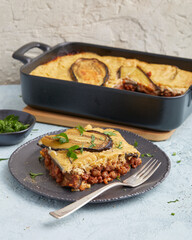 Gratinated lupin moussaka – plant-based casserole