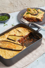 Gratinated lupin moussaka – plant-based casserole