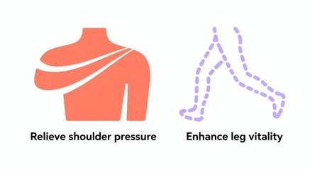 Shoulder pressure relief and leg vitality enhancement icon, representing the relief of shoulder pressure and enhancement of leg vitality, used for sports rehabilitation and daily health care scenarios