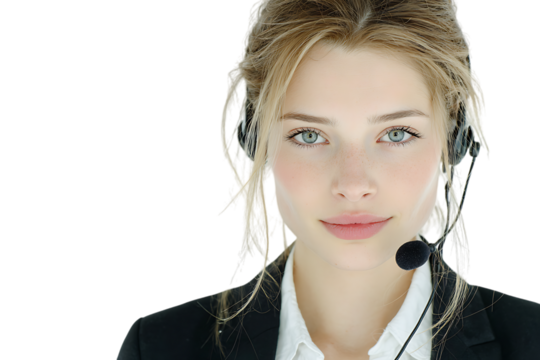 Young woman in headset, customer service agent