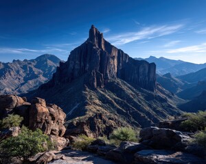 Dramatic mountain peak panorama