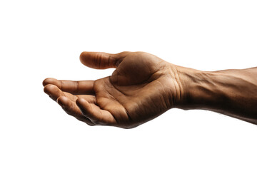 Open hand gesture, isolated on black background.