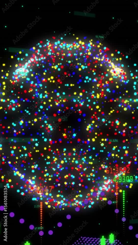 Poster animation of digital data processing over globe of connections