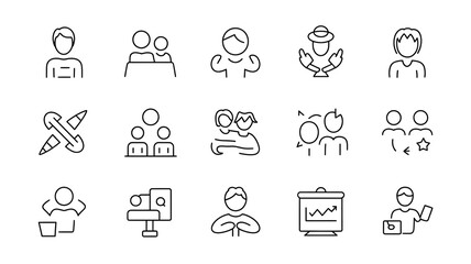 A line art of people icons