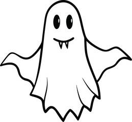 Ghost Silhouette Line Art Vector Illustration On White Background